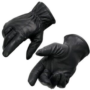 Mens Black Leather Motorcycle Gloves Thermal Lined Full Finger Riding Biker Gear